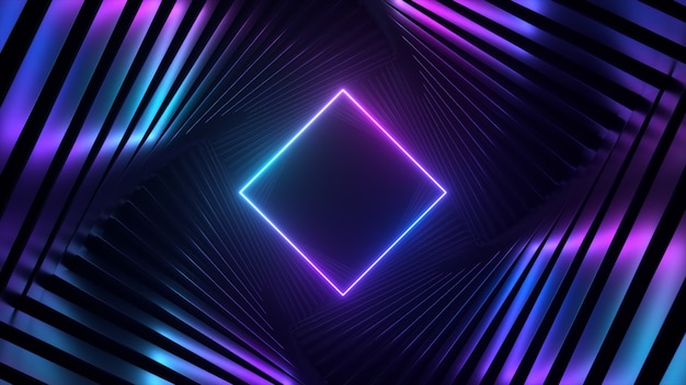 Abstract ultraviolet futuristic spinning tunnel with pink blue neon light