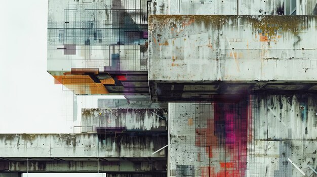 Photo abstract urban architecture with geometric patterns and modern graffiti artwork