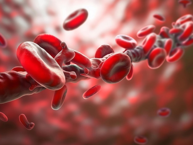 Photo abstract vascular red blood cells flowing through veins or artery hemoglobin structure