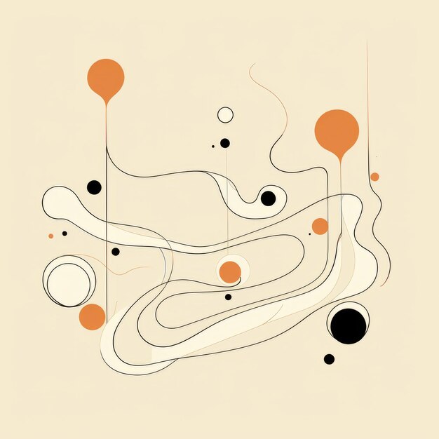 Photo abstract vector illustration with balloon shapes in crisp lines and earthy colors