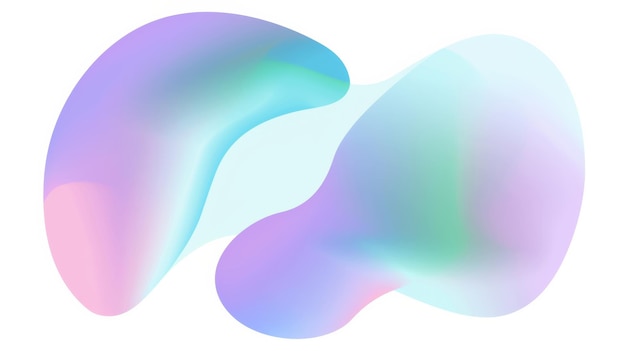 Photo abstract vector shapes in pastel colors glowing holographic gradient purple blue green fluidity