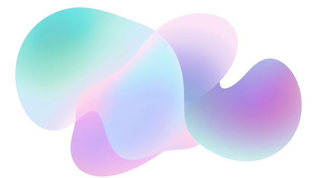 Photo abstract vector shapes in pastel colors glowing holographic gradient purple blue green fluidity