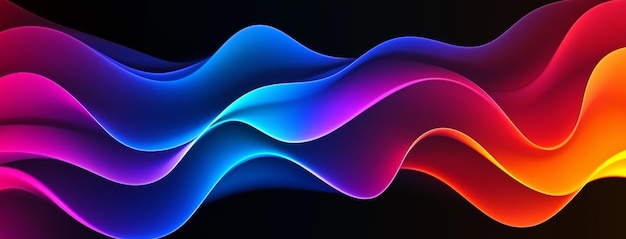 Photo abstract vibrant colorful waves on a dark background