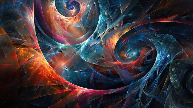 Abstract vibrant digital art with swirling colors and textures