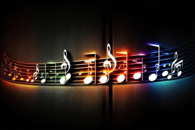 Abstract vibrant musical notes background wallpaper