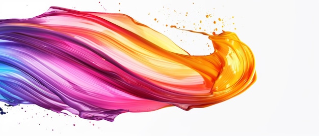 Photo abstract vibrant paint splash with colorful streaks and droplets on white background