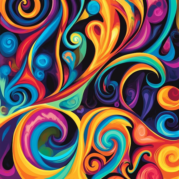 Photo abstract vibrant swirls in multiple colors