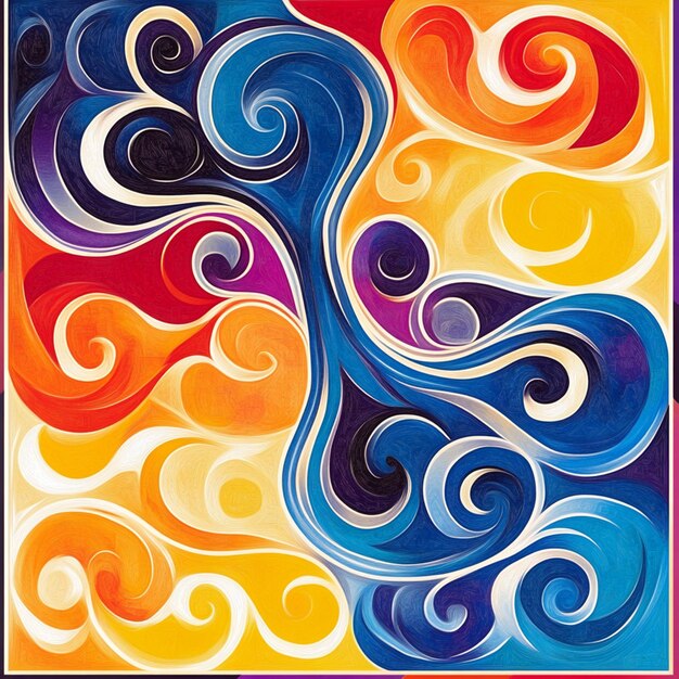 Photo abstract vibrant swirls in multiple colors