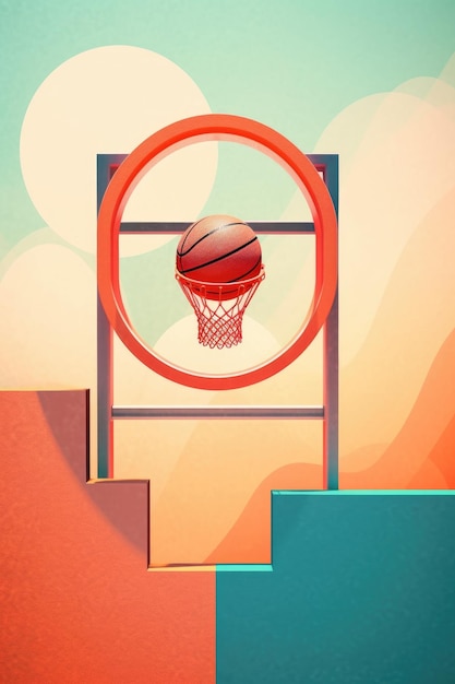 Abstract view of basketball backboard and hoop with copy space created with generative ai