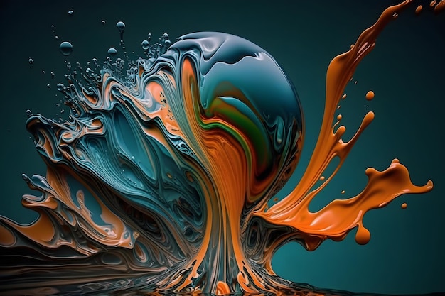 Abstract vintage colored splash in fluid art style Generated AI