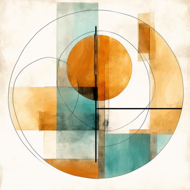 Abstract Vintage Graphic Design Orange And Blue Circle With Kinetic Lines