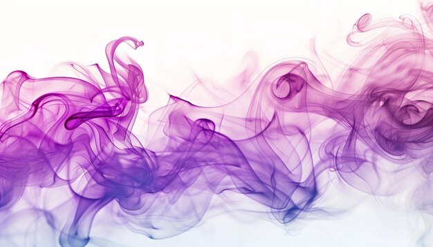 An abstract violet smoke pattern flowing across a white background