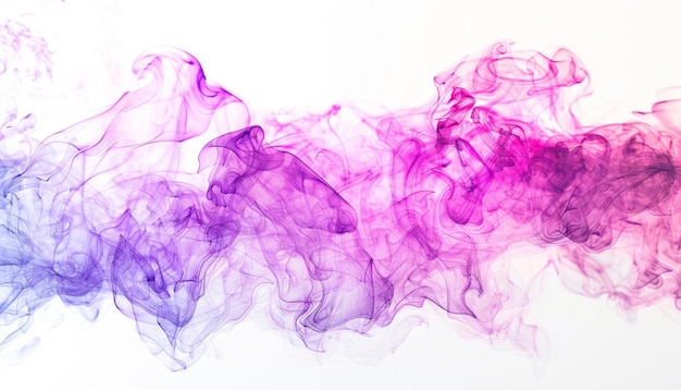 An abstract violet smoke pattern flowing across a white background