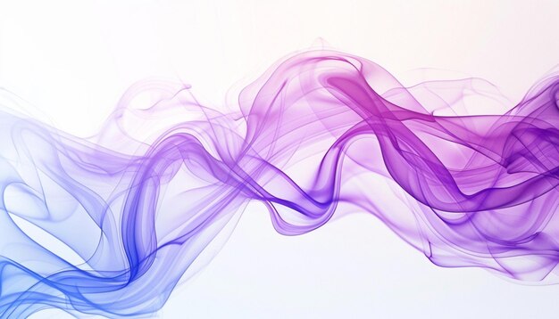 An abstract violet smoke pattern flowing across a white background