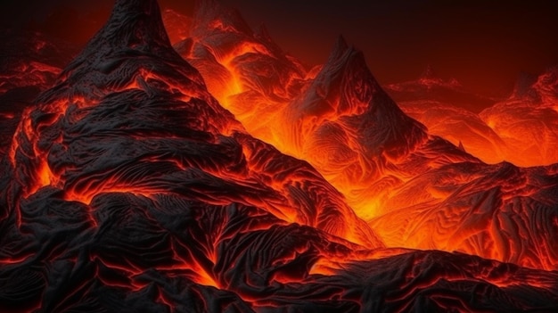 Abstract volcanic style background hot lava flow