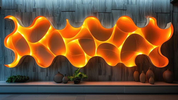 Abstract Wall Art with Warm Lighting