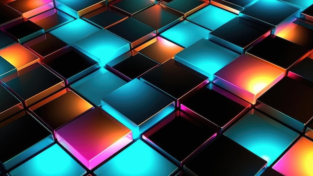 Abstract Wallpaper Background in Colorful Squares extreme closeup Generative AI