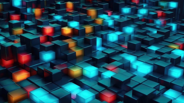 Abstract Wallpaper Background in Colorful Squares extreme closeup Generative AI