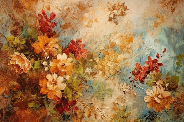 Abstract wallpaper texture oilpaint floral ai generated