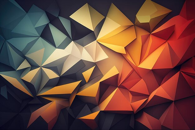 Abstract wallpaper with a mosaic of triangular shapes in bold colors and contrasting shades