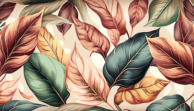 Abstract water color art tropical leaves and branches background Good for cover invitation banner generative AI