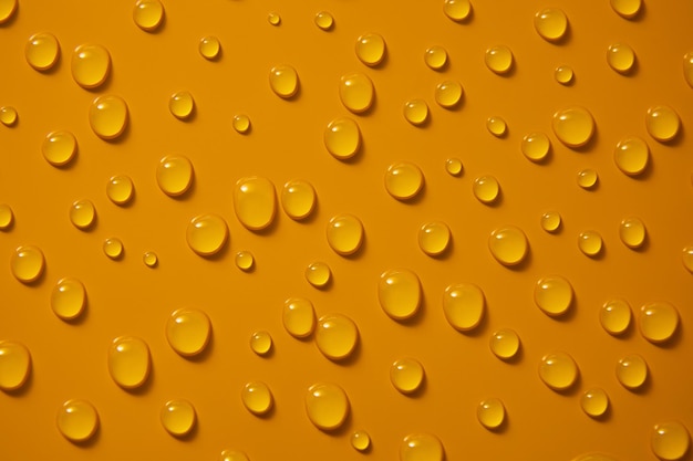 Abstract water drops on orange bronze background macro Bubbles close up