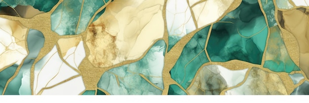 Abstract watercolor artwork mixed with buzzy geometric shapes for background of social media banner generative AI image