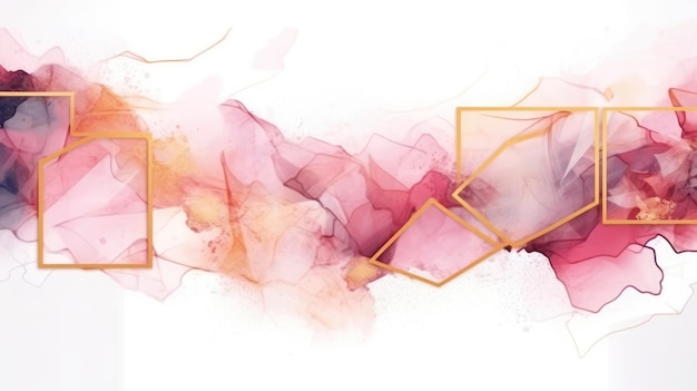 Abstract watercolor artwork mixed with buzzy geometric shapes for background of social media banner generative AI image