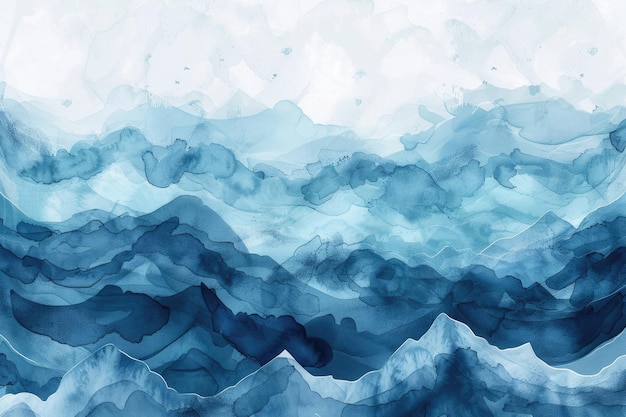 Photo abstract watercolor background blue waves illustration