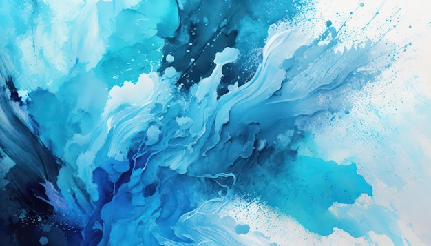 Abstract watercolor background Blue and white paint splatters Blue and white watercolor wallpaper