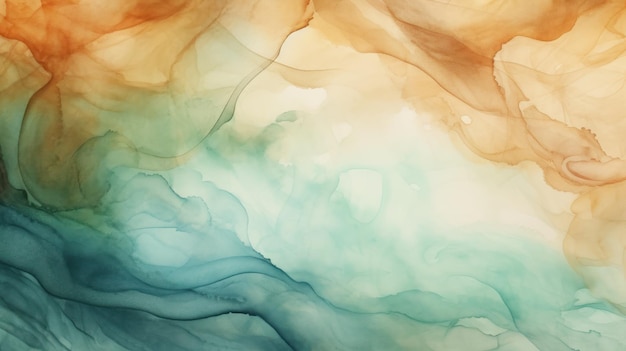 Abstract Watercolor Background in Brown Green and Blue AI Generated