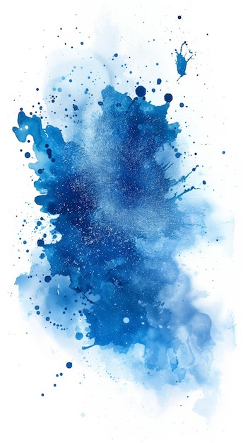 Abstract watercolor background image with a liquid splatter of aquarelle paint isolated on white