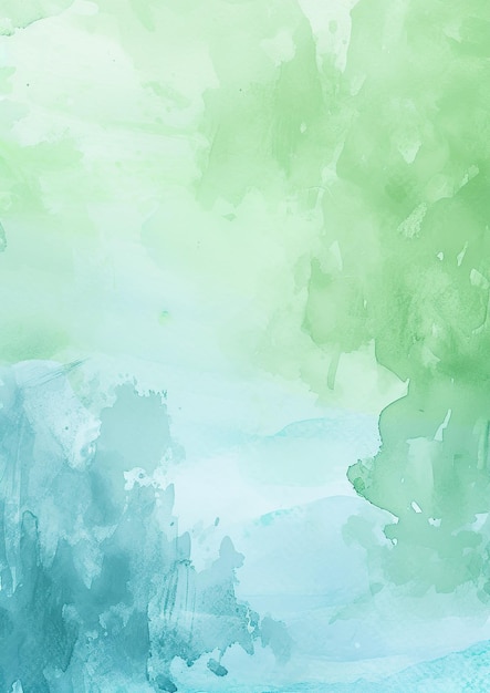 Abstract Watercolor Background in Soft Green and Blue Tones