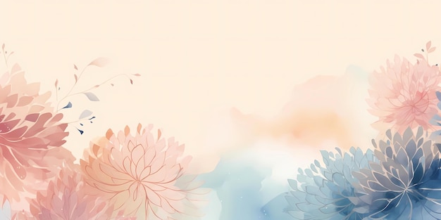 Abstract watercolor background with flowers Generative AI illustration