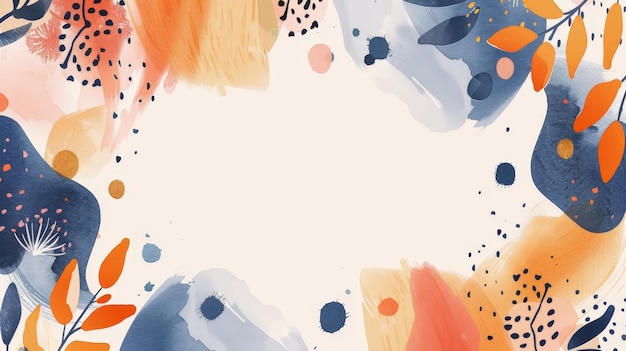 Abstract Watercolor Background with Orange and Blue