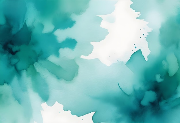 Abstract Watercolor Background With Teal and White Swirls