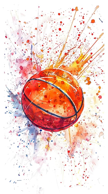 Abstract watercolor basketball ball on white background ar 916 style raw Job ID 0836dcee615b4455be23