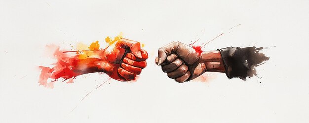 Photo abstract watercolor of clenched fists dark reds and blacks symbolizing rage