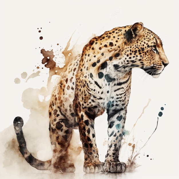 Abstract Watercolor Exotic Tropical African Animals