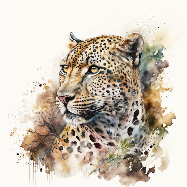 Abstract Watercolor Exotic Tropical African Animals