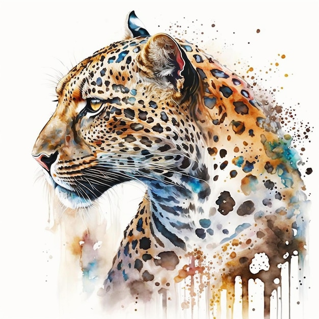 Abstract Watercolor Exotic Tropical African Animals