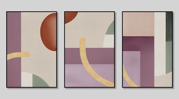 Abstract Watercolor Geometric Triptych