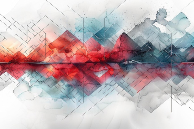 Abstract Watercolor Grid Background with Dynamic Composition