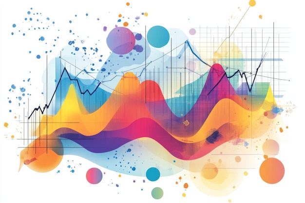 Photo abstract watercolor illustration with data visualization