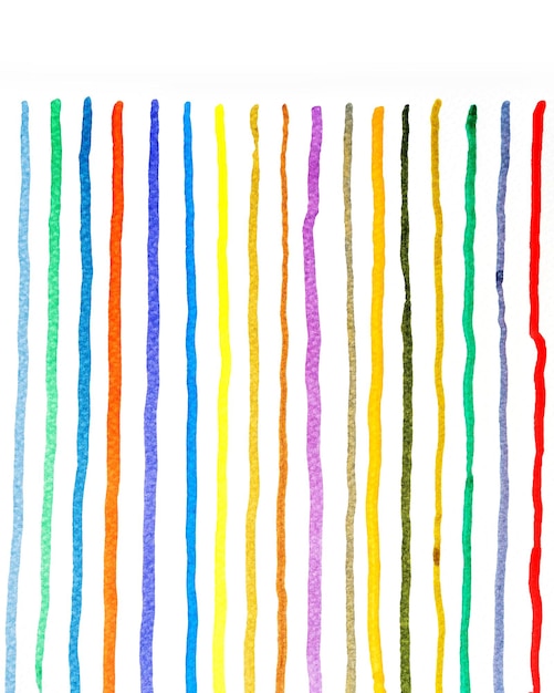 Abstract watercolor lines pattern background Colorful watercolor painted brush strokes on white Closeup