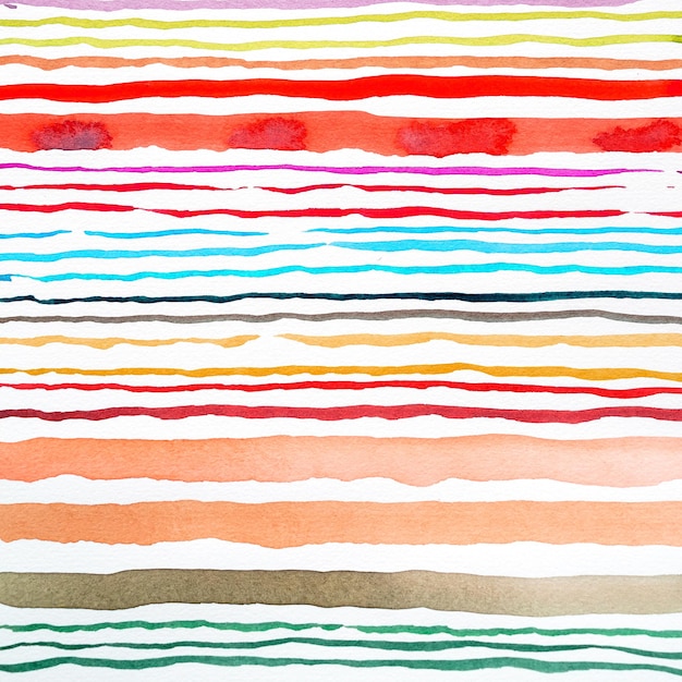 Abstract watercolor lines pattern background Colorful watercolor painted brush strokes on white