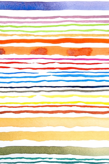 Abstract watercolor lines pattern background Colorful watercolor painted brush strokes on white