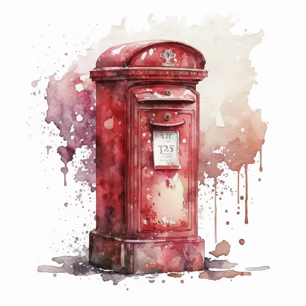 Photo abstract watercolor london red post box