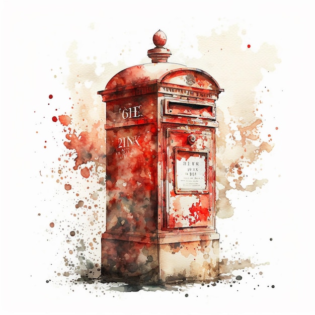 Photo abstract watercolor london red post box