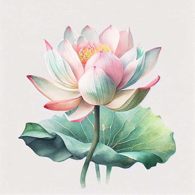 Abstract watercolor lotus flower Digital illustration AI